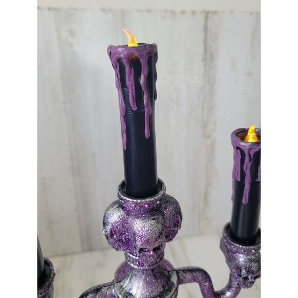 Halloween glitter light up purple Candlestick home decor - Picture 3 of 7